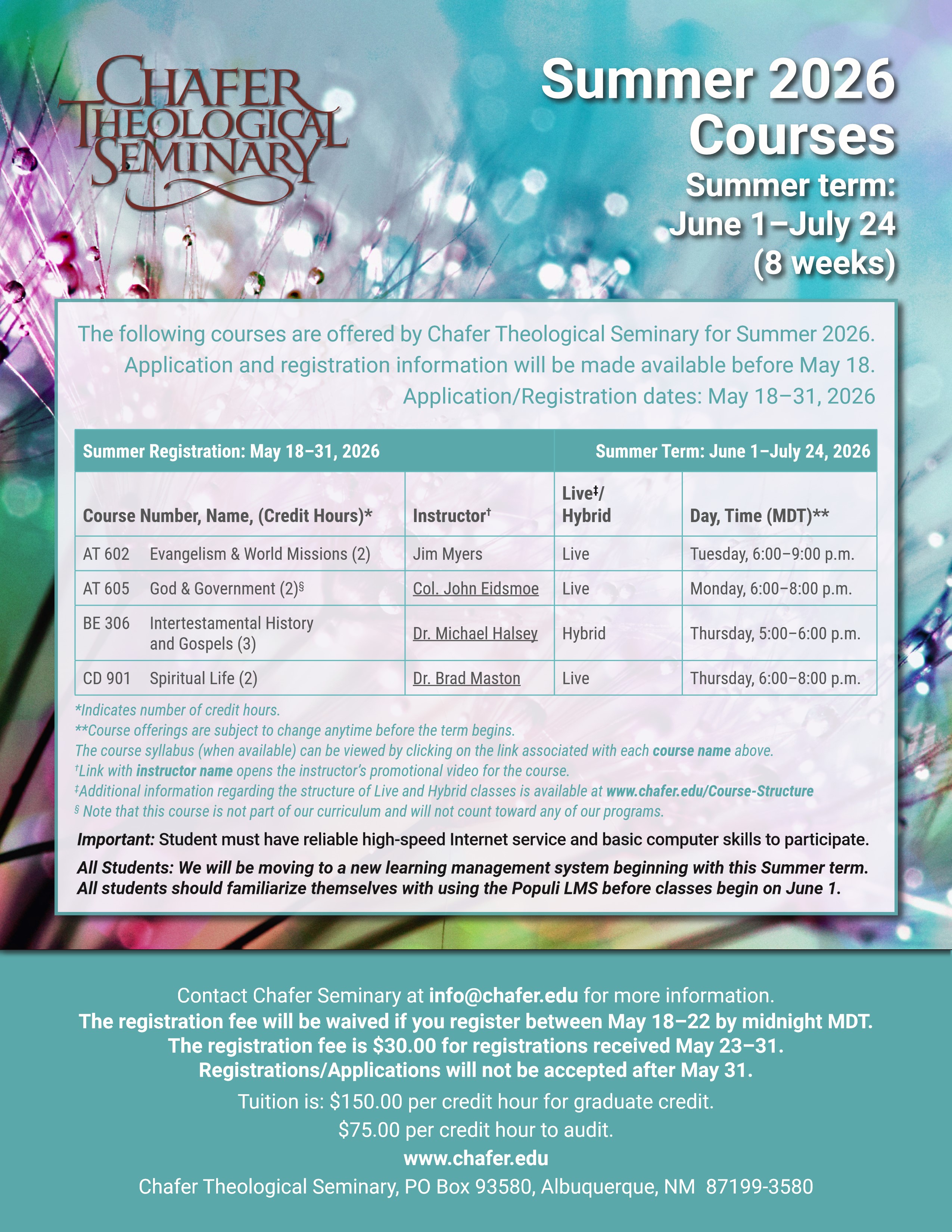 2026 Summer Course Offerings